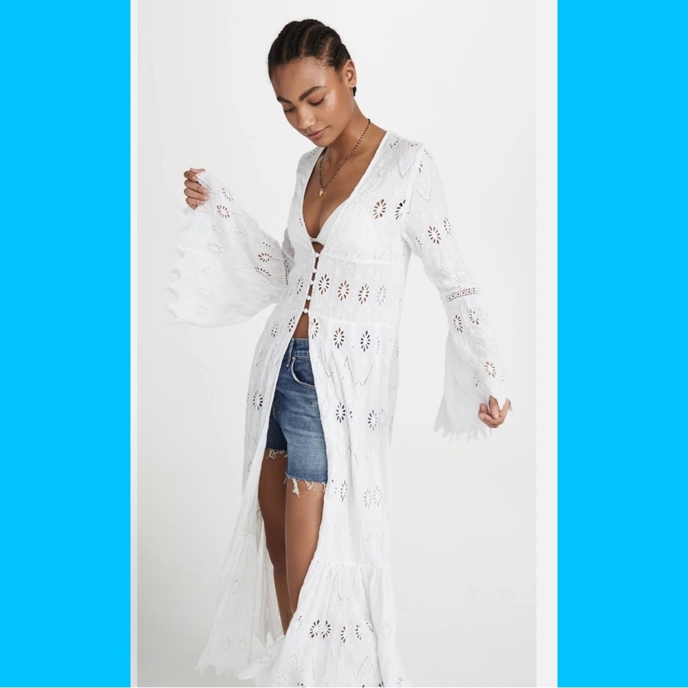 Rare Free People Sweetwater Duster White
